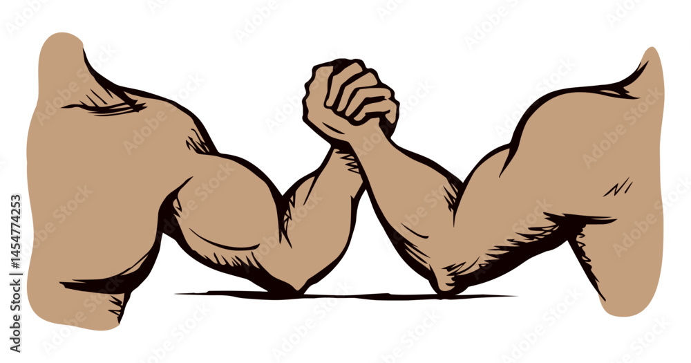 Hand wrestling contest. Vector drawing Hand wrestling contest. Vector drawing