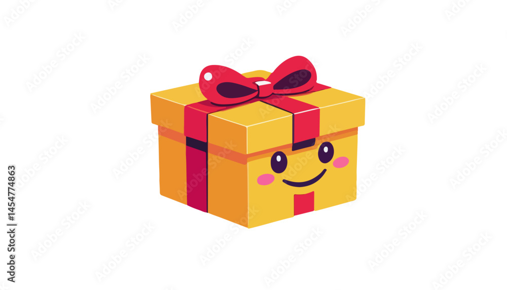 Cartoon Vector of a Smiling Present Package Cartoon Vector of a Smiling Present Package