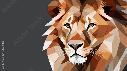 Geometric Lion Art_Abstract Animal Portrait_Modern Lion Illustration_Polygonal Lion Design_Unique Wall Art_Lion Head Graphic_Wildlife Art Print