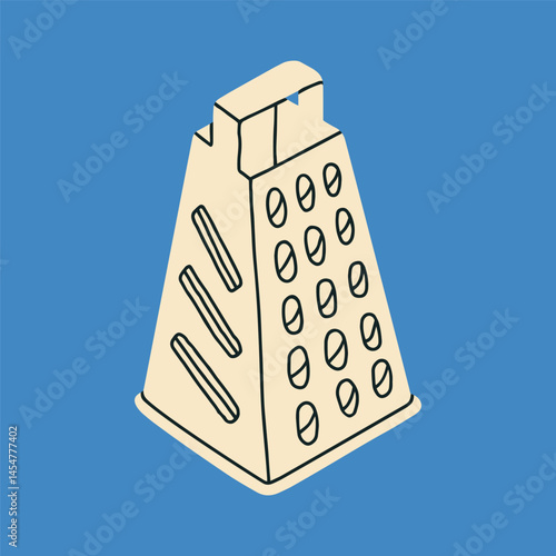 Vector illustration of a classic box grater. Perfect for kitchenware catalogs, cooking blogs, recipe books or culinary school promotional materials.