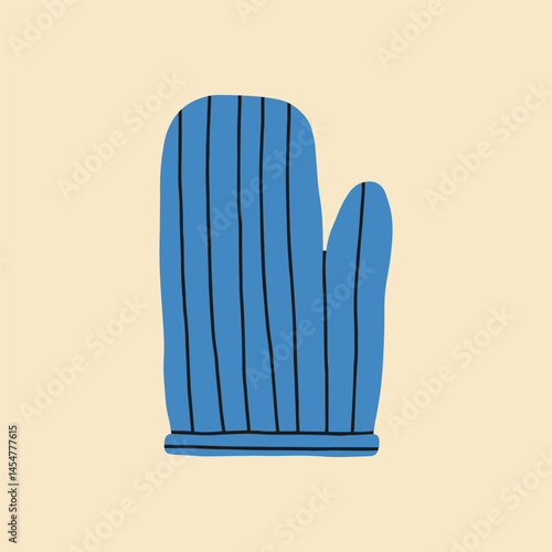 Vector illustration of a potholder glove. Good for use in kitchen-themed designs, cookbook illustrations,  advertising materials, cooking blogs and prints. Quilted fabric.