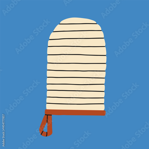 Vector illustration of a potholder glove. Good for use in kitchen-themed designs, cookbook illustrations,  advertising materials, cooking blogs and prints. Quilted fabric.