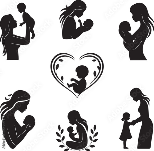 Mother Holding Child Silhouette Design

Tender Moment Between Mom and Baby Vector

Loving Embrace of Mother and Child Art

Mother’s Gentle Touch Silhouette Scene

Mom Kissing Baby Silhouette Illustrat