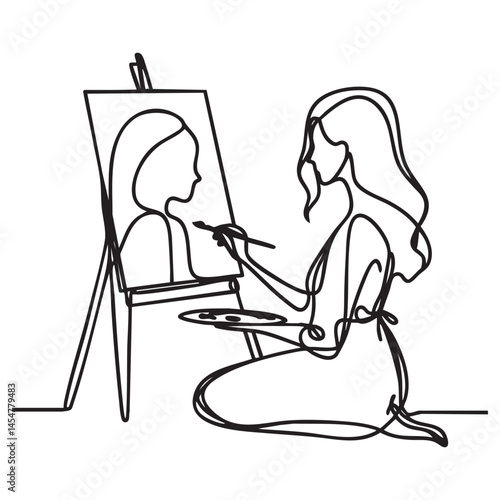 Artist Painting Portrait Silhouette Illustration for Creative Projects