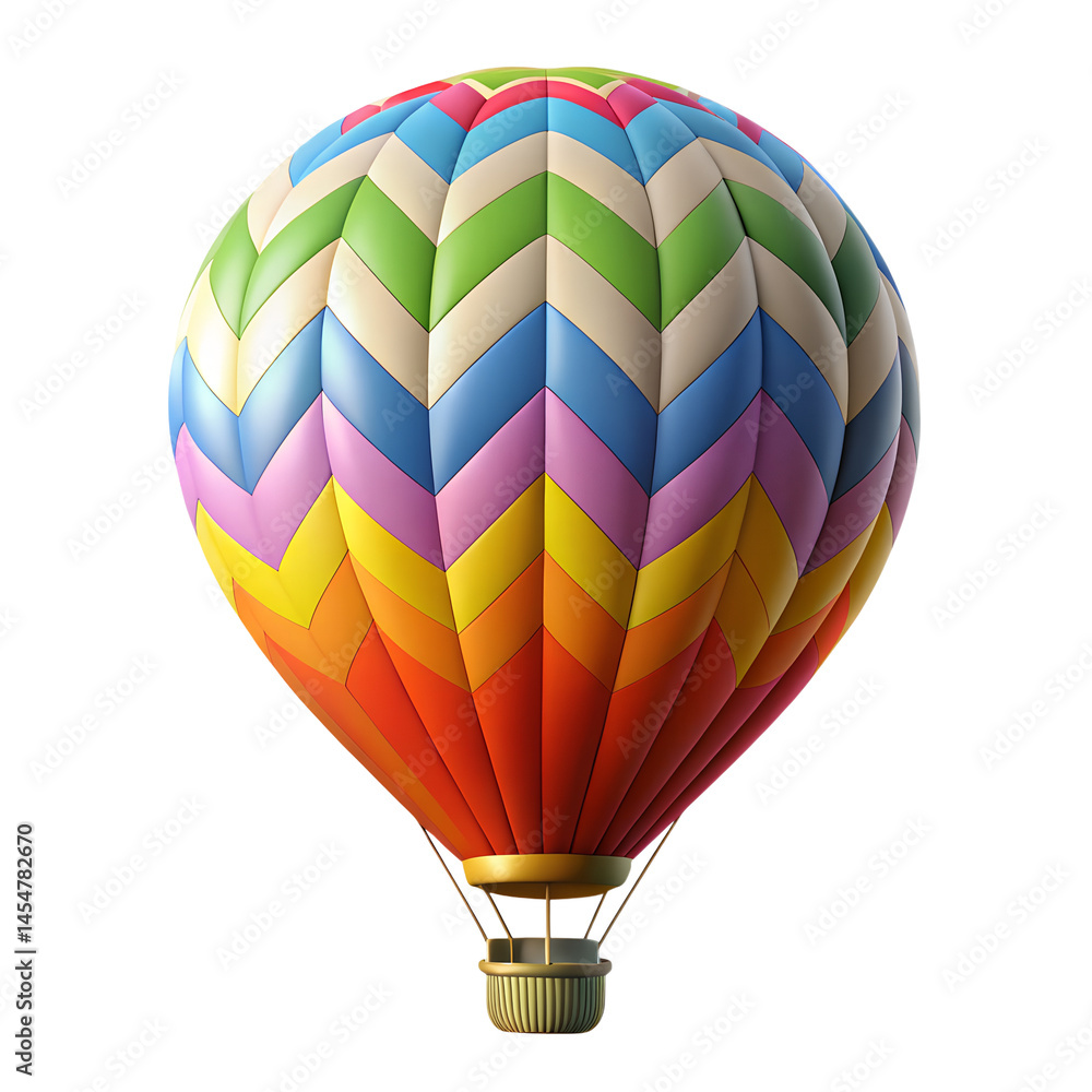Fototapeta premium Vibrant hot air balloon isolated on transparent rainbow flying freedom Isolated On White Transparent Background PNG File Cut Out Social Media Advertisement Banner Label poster Download.