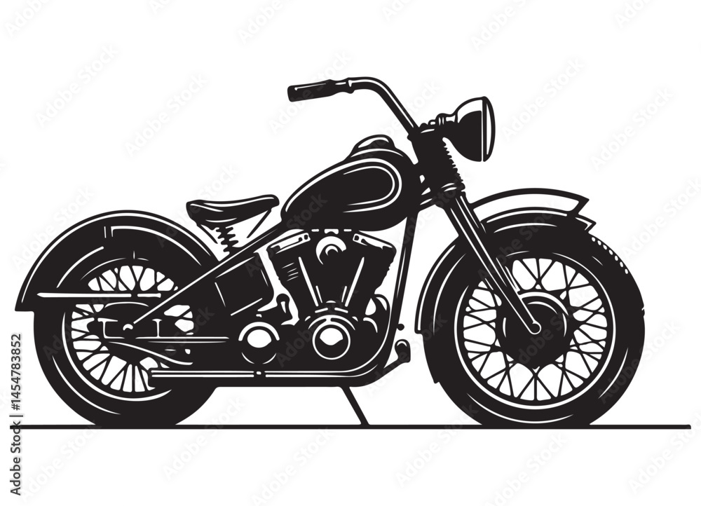 Fototapeta premium Classic Motorcycle Silhouette Vintage Ride Biker Culture and Freedom