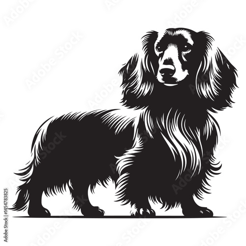 Long Haired Dachshund Silhouette Adorable Pet Dog Breed Portrait