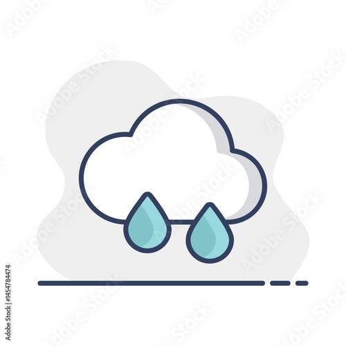 Raincloud with raindrops vector icon. Weather sign