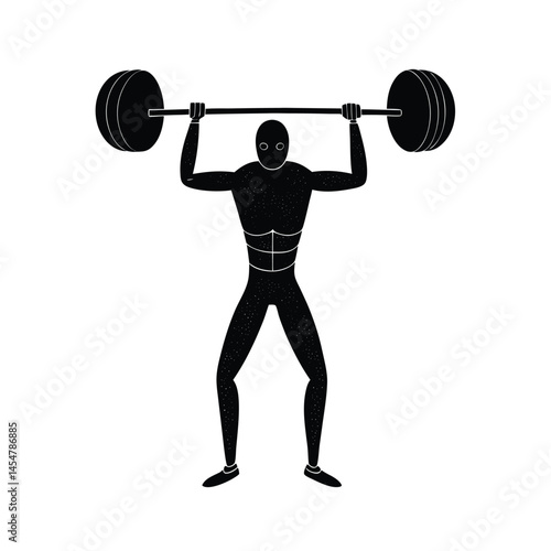 abstract human figure lifting weights vector art silhouette 
