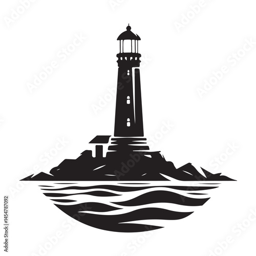 Silhouette Lighthouse Illustration Guiding Light and Safe Harbor Design Vector
