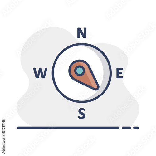 Compass wind rose vector icon. Direction southeast