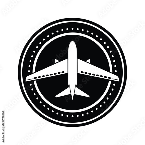 airplane circle badge style vector art silhouette