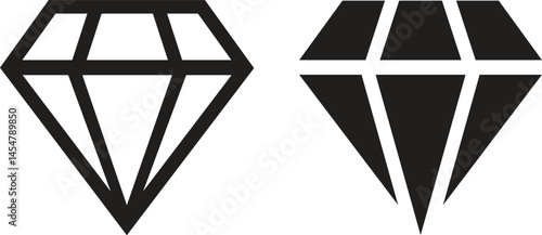 Diamond Icon Set , Diamond Cut Shapes and Gemstone Icons in Flat Style Vector Illustration