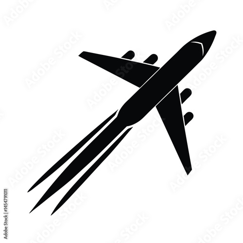 airplane contrail behind  motion effect vector art silhouette