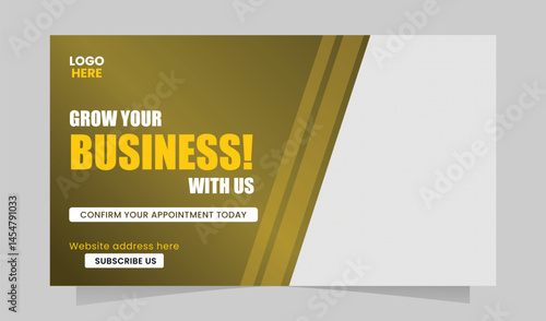 Creative Grow your Business Youtube channel thumbnail and web banner template