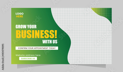 Creative Grow your Business Youtube channel thumbnail and web banner template