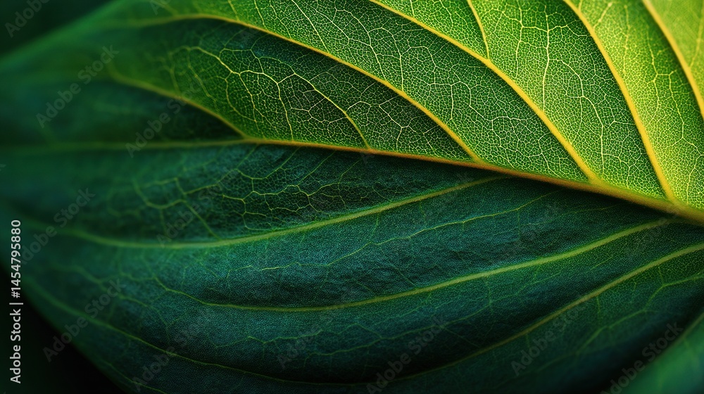 Obraz premium Vibrant Close-Up of Green Leaf Surface Showing Intricate Detail