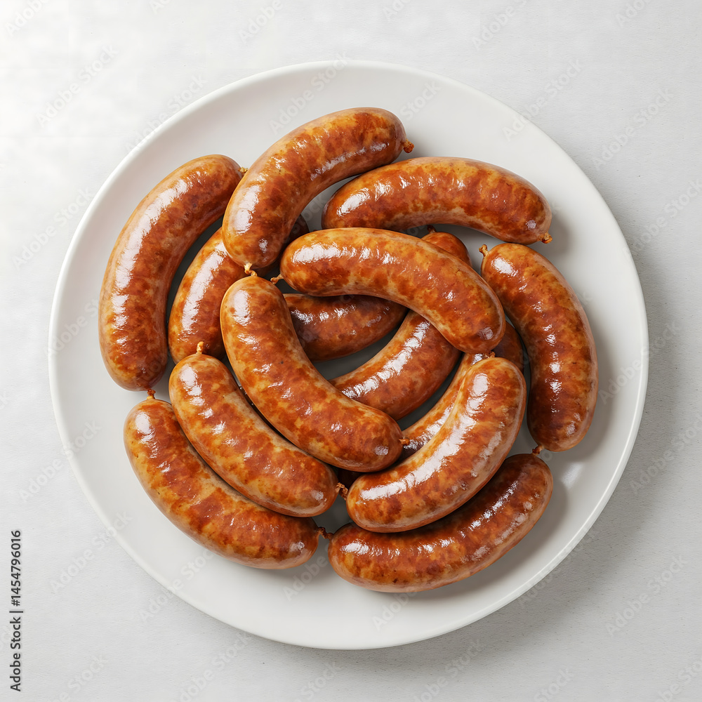 Plate of Cooked Italian Sausages Top View
Plate of Cooked Italian Sausages Top View