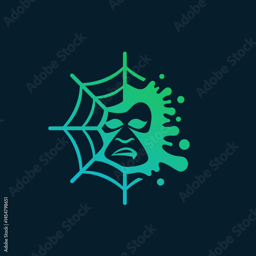 Unique Hidden Power Icon with Abstract Gorilla in a Web Burst
