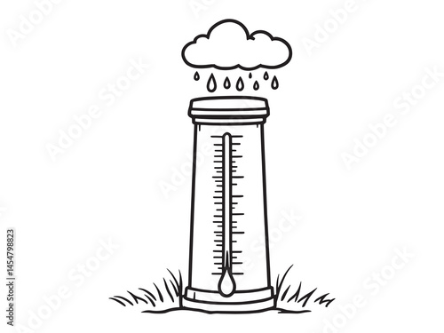 Minimalist rain gauge vector drawing for forecast concept
