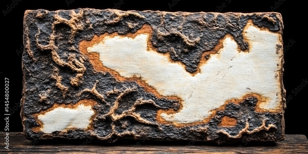 Intricate textured surface of a ceramic tile.