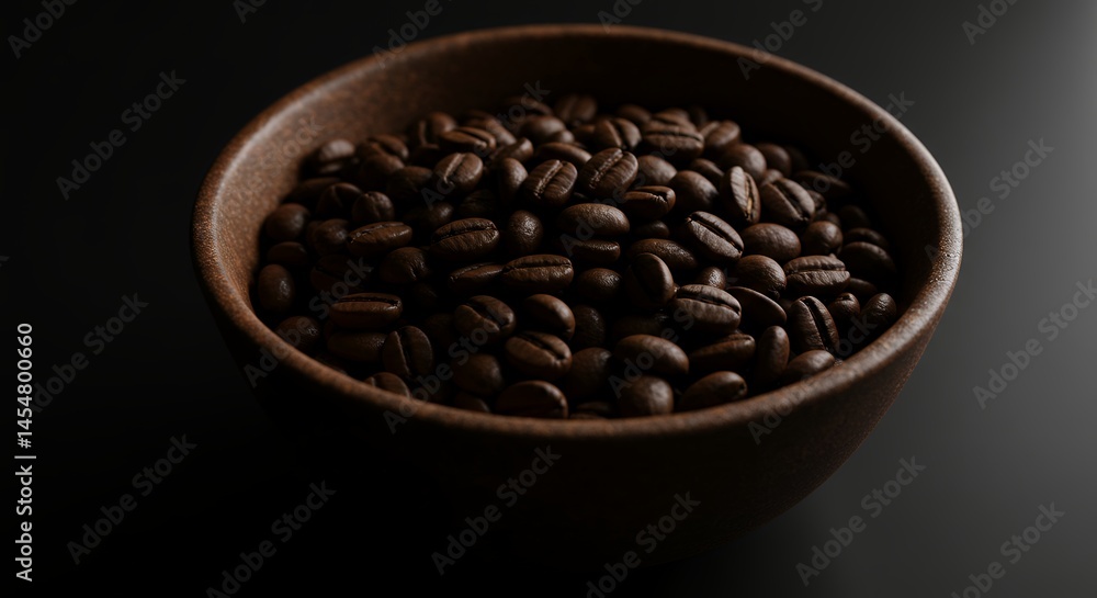 Coffee Beans in Rustic Bowl Still Life on Dark Background Coffee Beans in Rustic Bowl Still Life on Dark Background
