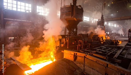 Wallpaper Mural Industrial Foundry with Molten Metal Pouring in Heavy Machinery Torontodigital.ca