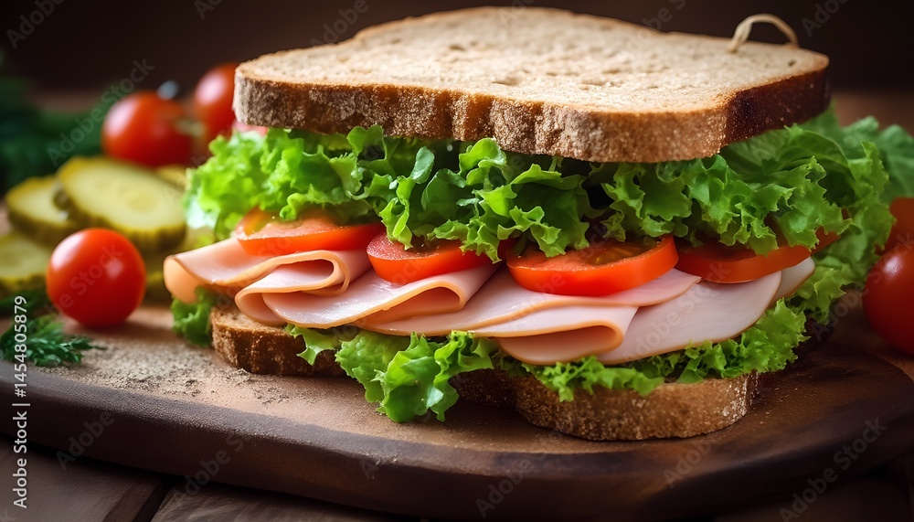 sandwich with ham and vegetables sandwich with ham and vegetables