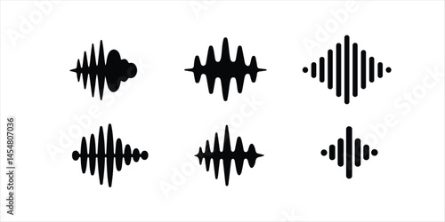 sound wave silhouette vector hand drawn illustration on white background. effect set .