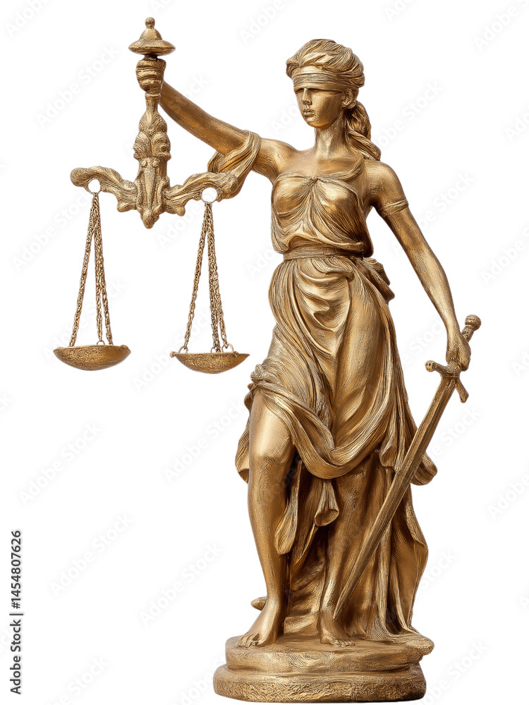 Gold Lady Justice Statue with Sword and Scales Gold Lady Justice Statue with Sword and Scales