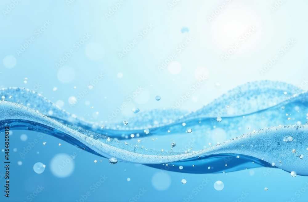 Abstract Blue Wave Background, Water, splash, Copy Space