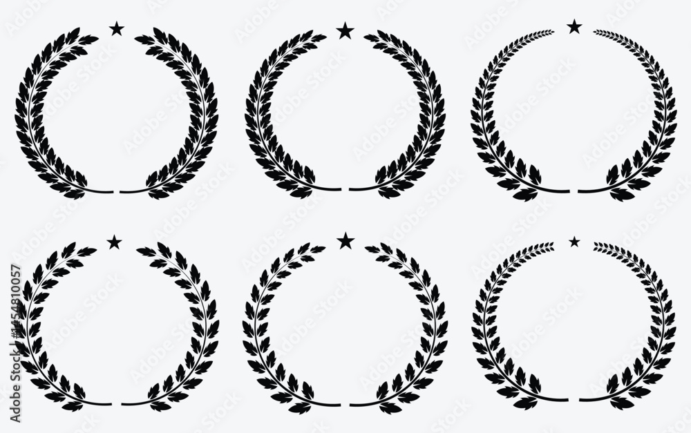 Obraz premium Laurel Wreath Design Set Featuring Elegant and Timeless Symbols of Victory, Honor, and Prestige for Awards and Branding