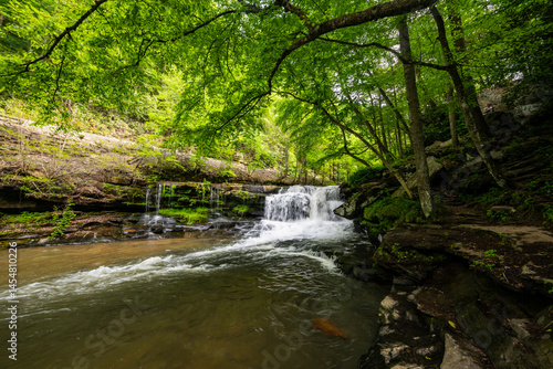 Obraz na płótnie Wide Angle Of Dunloup Creek And Waterfall w salonie