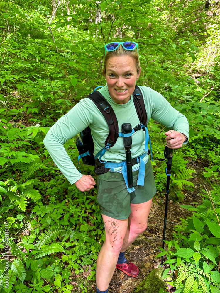 Woman Shows Off Muddy Leg After Fall into Creek
