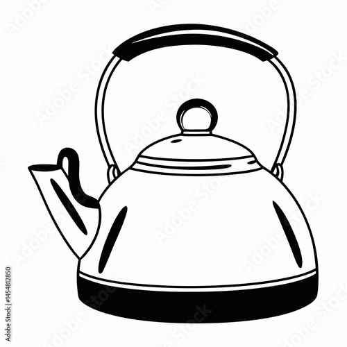 Stainless steel kettle in a minimalist style with copy space