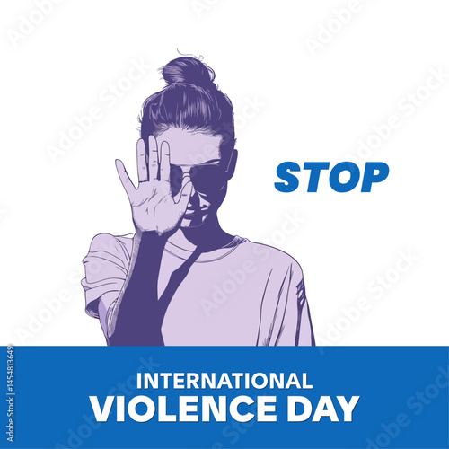 Violence Awareness Banner with Woman and Text