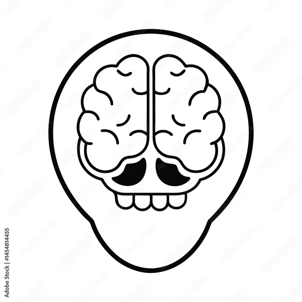 anatomical brain inside open skull icon vector art silhouette anatomical brain inside open skull icon vector art silhouette