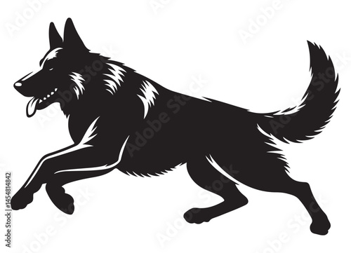 German shepherd running silhouette vector illustration for animal lovers