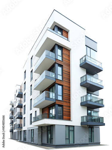 Modern Apartment Building with Glass Balconies