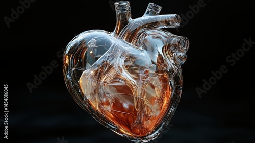 The beauty of the body parts made of crystal glass is conveyed, Hyper-realistic 3D rendering of a transparent glass