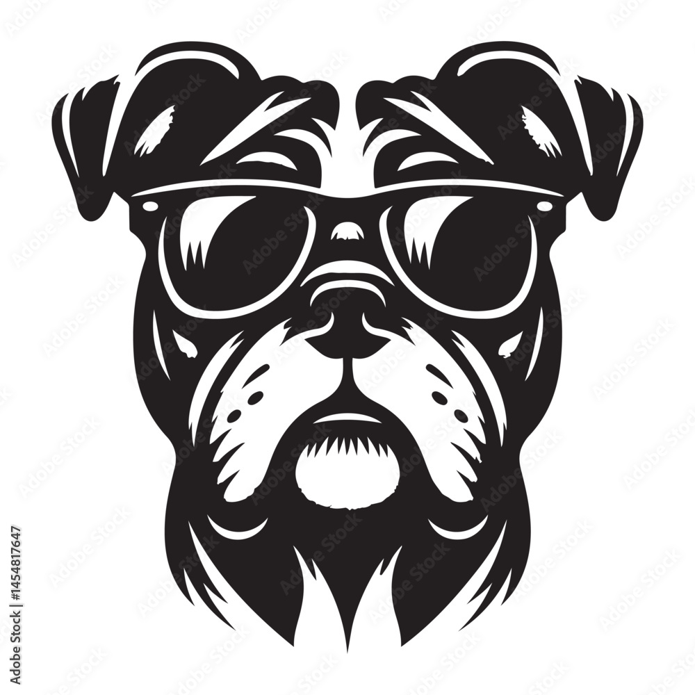 Obraz premium Cool Bulldog with Sunglasses Silhouette Vector Illustration Artwork Design