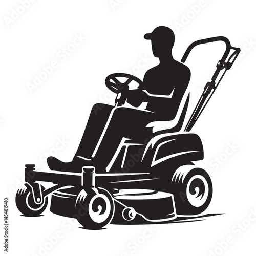 Zero Turn Lawn Mower Silhouette Vector for Landscaping Services