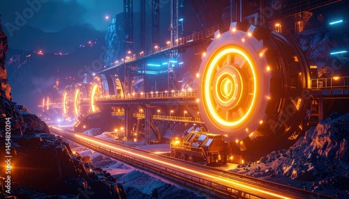 Wallpaper Mural Futuristic Mining Facility with High-Tech Machinery and Lighting Effects Torontodigital.ca