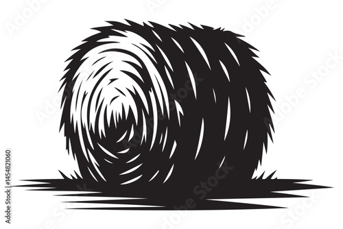 Round Hay Bale Silhouette Countryside Farming Agriculture Harvest Season