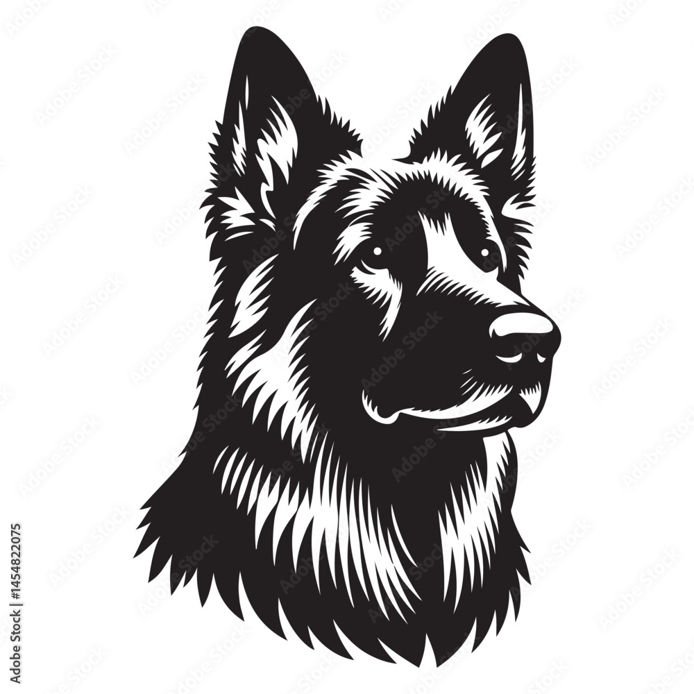 Obraz premium Majestic German Shepherd Head Portrait Vector Illustration for Animal Lovers