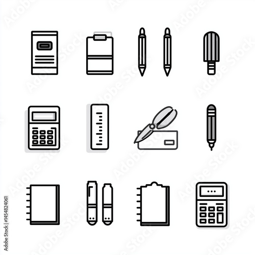 Office stationery icons set