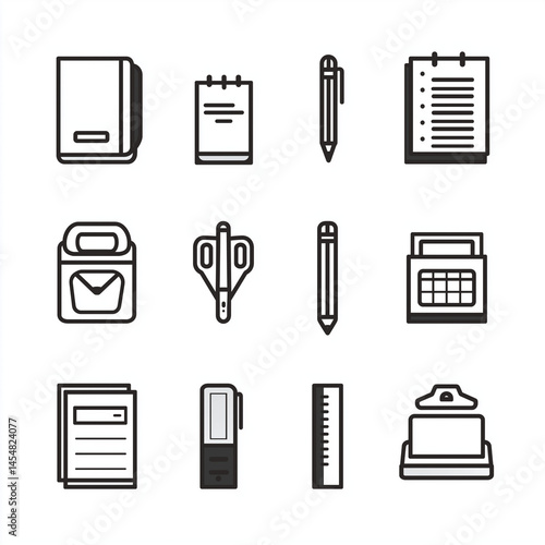 Office stationery icons set