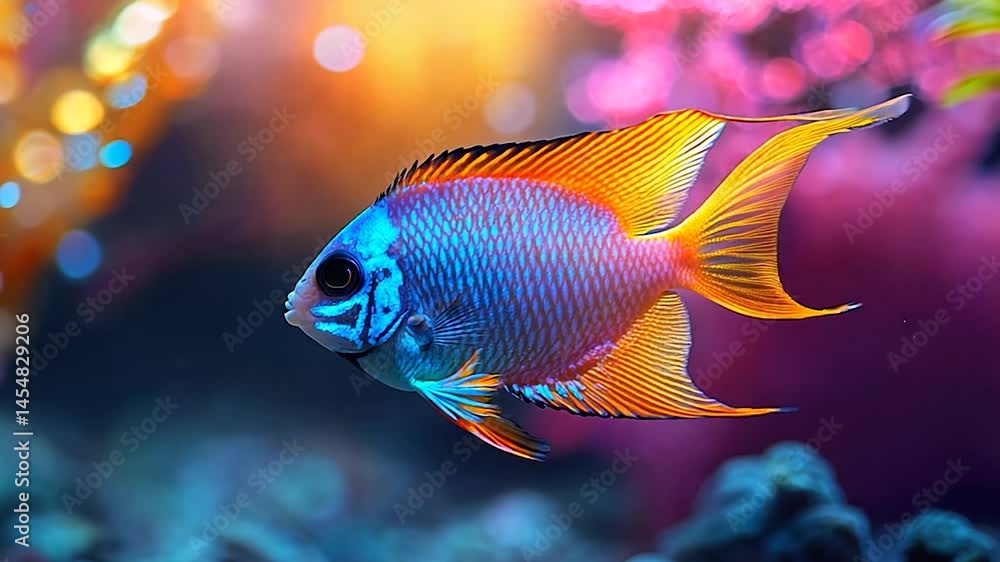 Colorful aquarium fish swimming underwater vibrant aquatic life