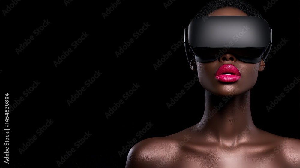 Woman in VR Headset Metaverse Virtual Reality Technology Future Woman in VR Headset Metaverse Virtual Reality Technology Future