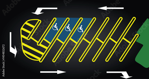 Parking area with disable person area. vector